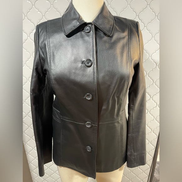 Croft & Barrow Black Leather Jacket, EUC, size M - Picture 7 of 14